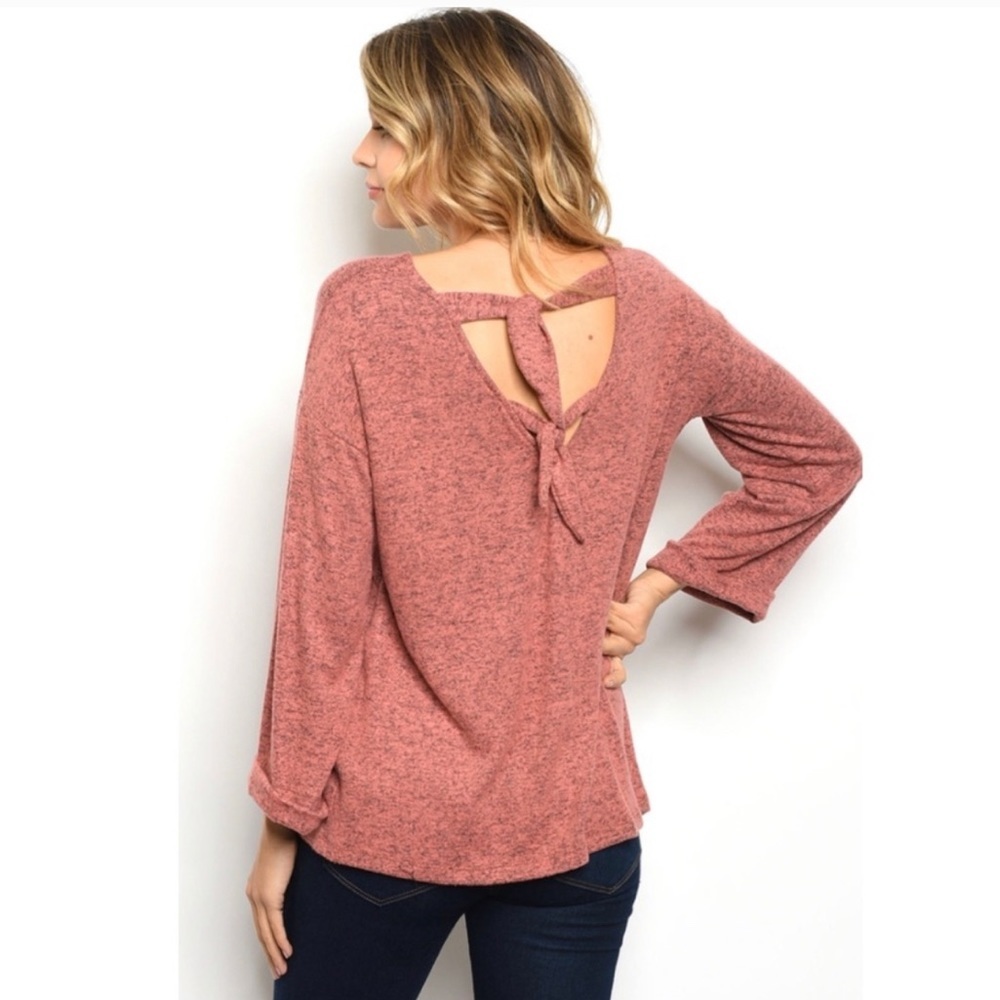 Back Tie Long Sleeve Top - Picture 2 of 2